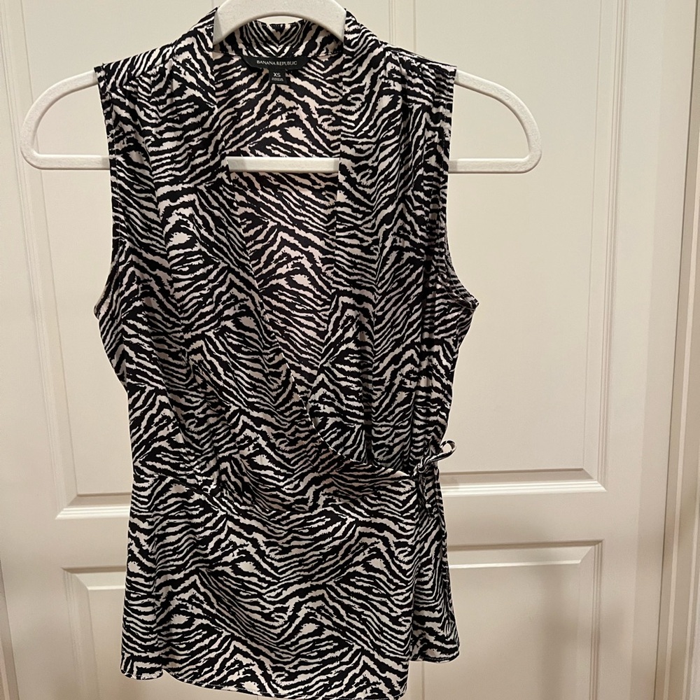 Banana Republic Black and White Zebra Print Blouse